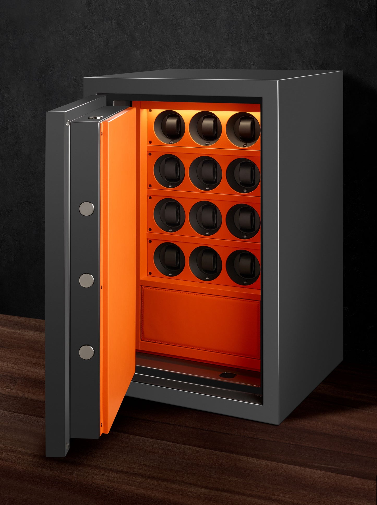Coffre-fort : Remontoir automatique gris ardoise / orange