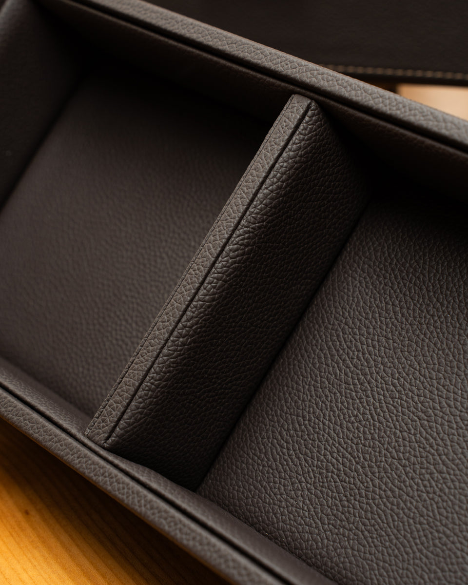 Leather valet tray: Vassoio C Chocolate Brown