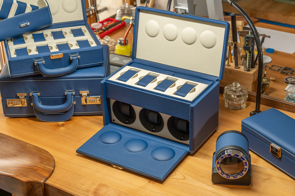 Leather automatic watch winder: 7RT Midnight Blue