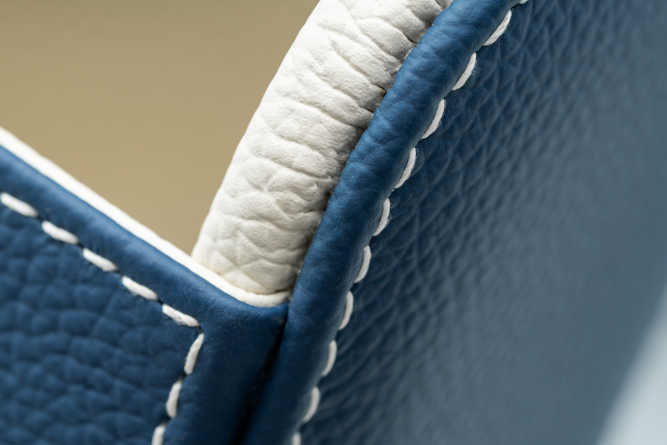 Leather watch roll: Pochette 2 Midnight Blue Cream