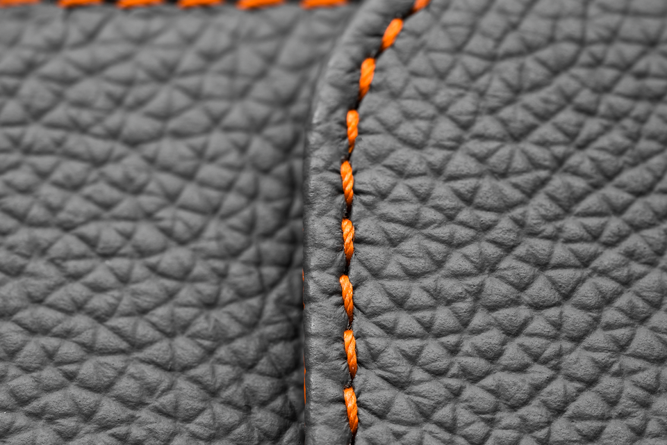 Leather watch roll: Pochette 2 Slate Grey Orange