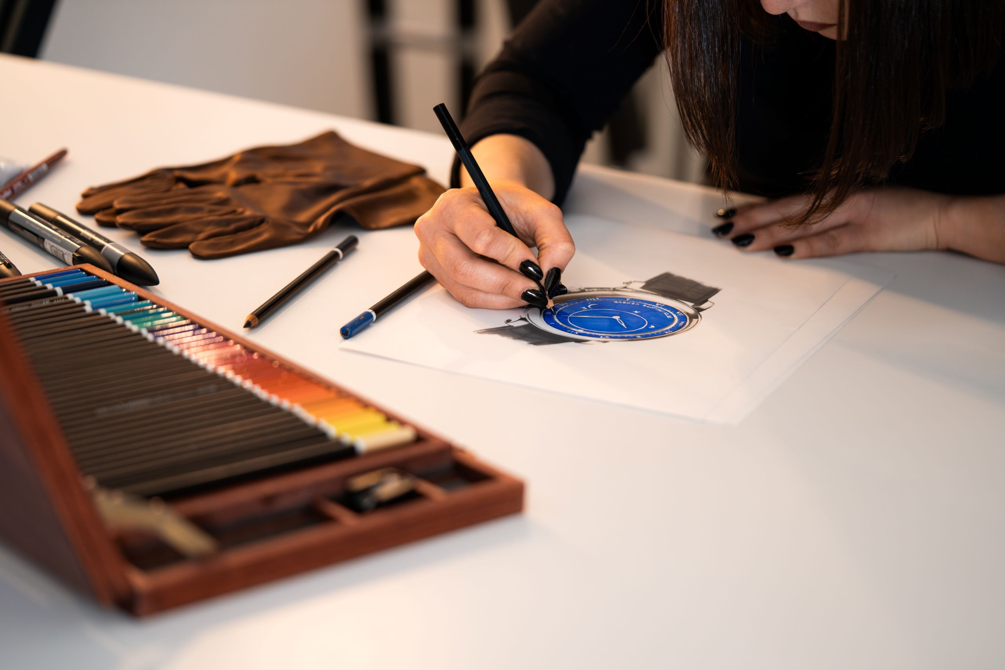 Artisanal leather painting craftsmanship for watch box