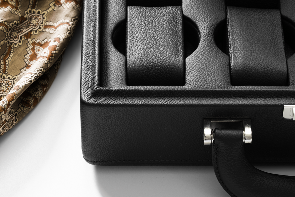 Leather watch box: Viaggio 8 Intense Black