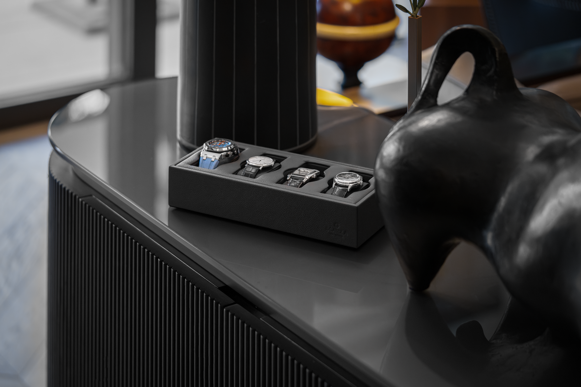 Scatola del Tempo vassoio A slate gray watch tray