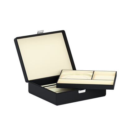 Tesoro Grande Intense Black: leather jewellery box