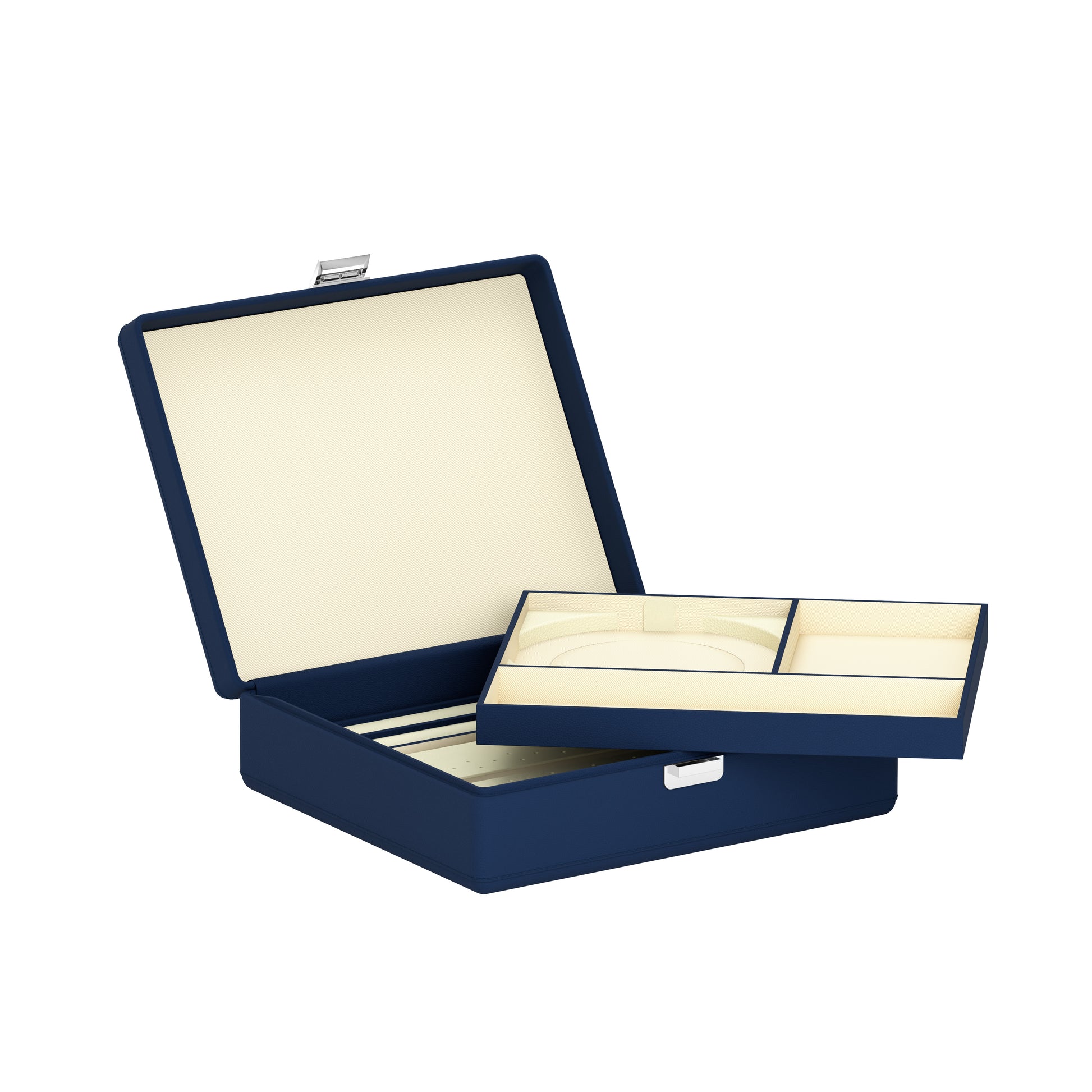 Tesoro Grande Midnight Blue: leather jewellery box