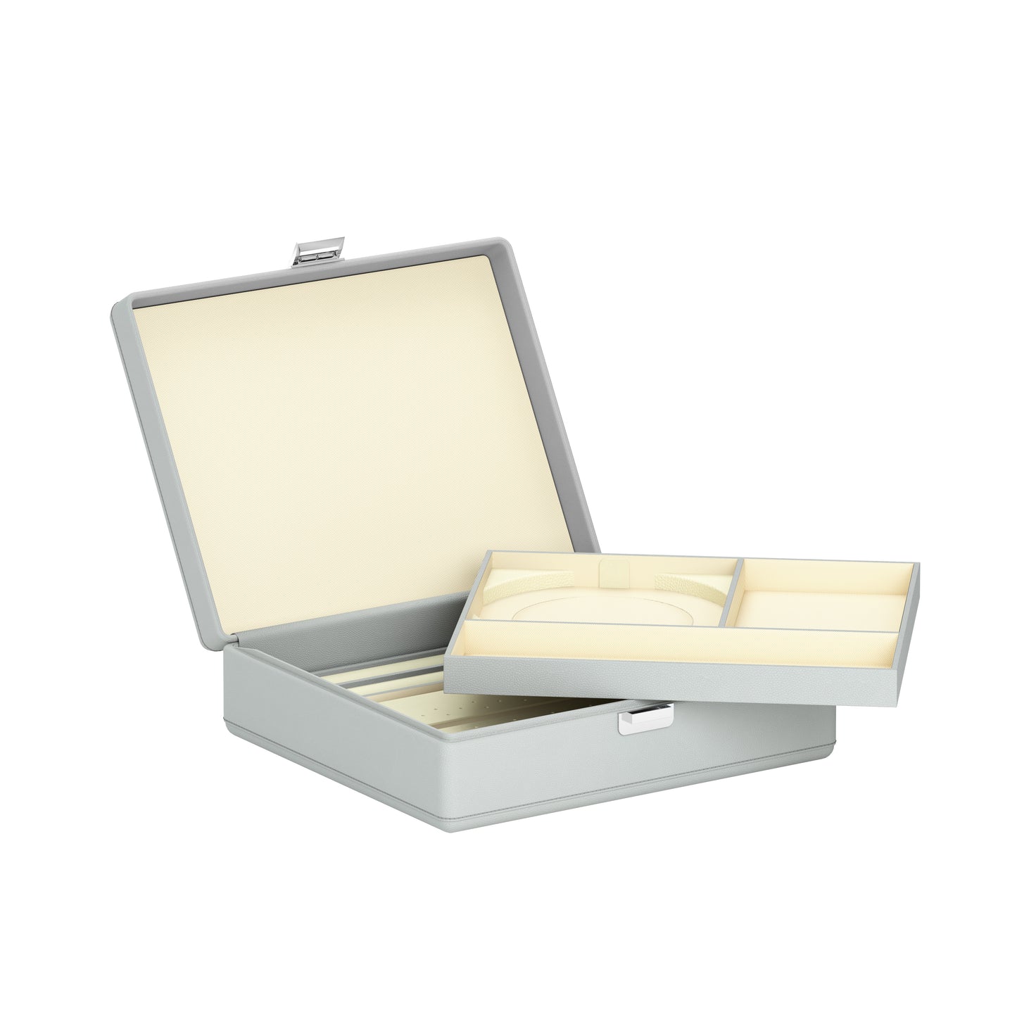 Tesoro Grande Pearl Gray: leather jewellery box