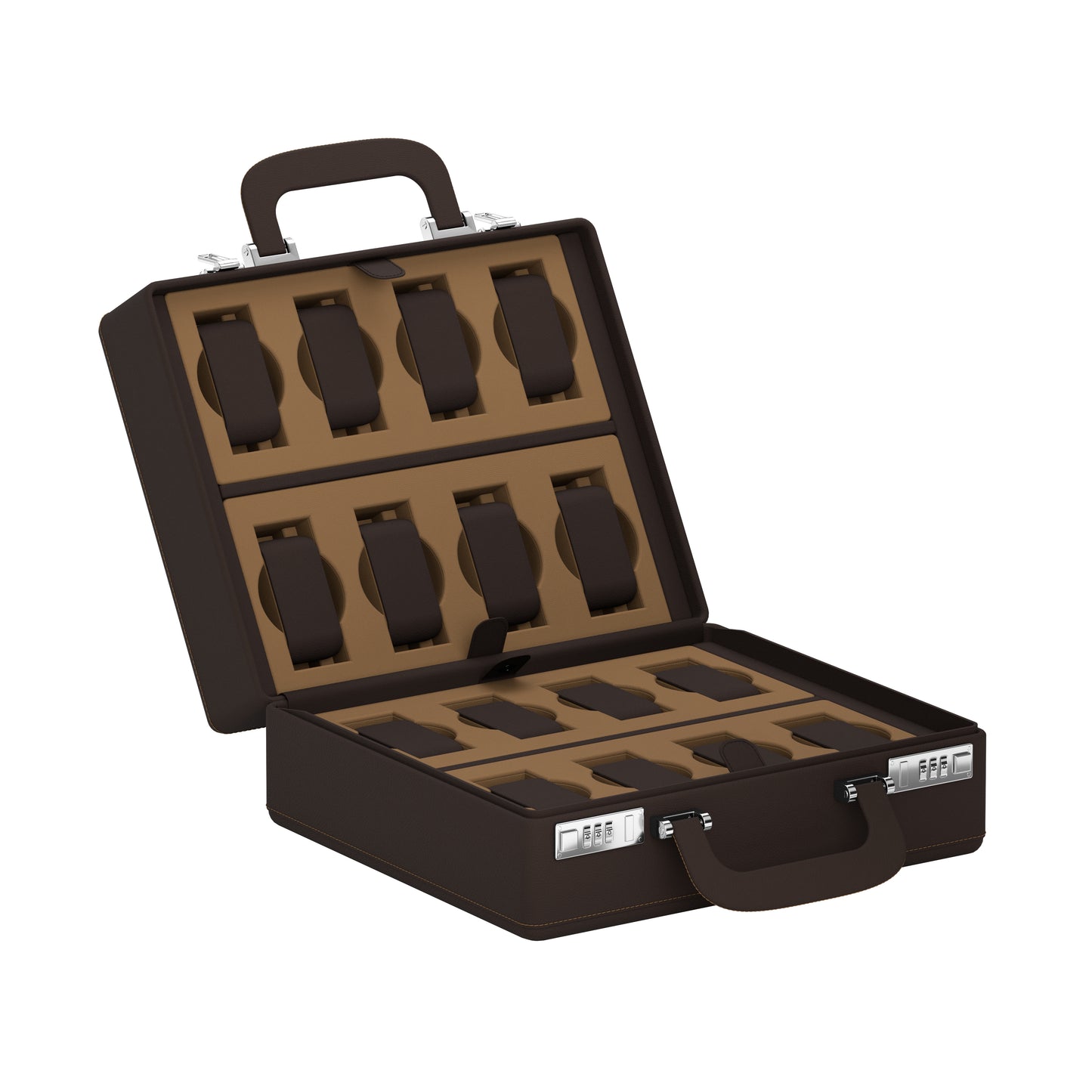 Valigetta 16 Marron Chocolat/Châtaigne: valise pour montres en cuir
