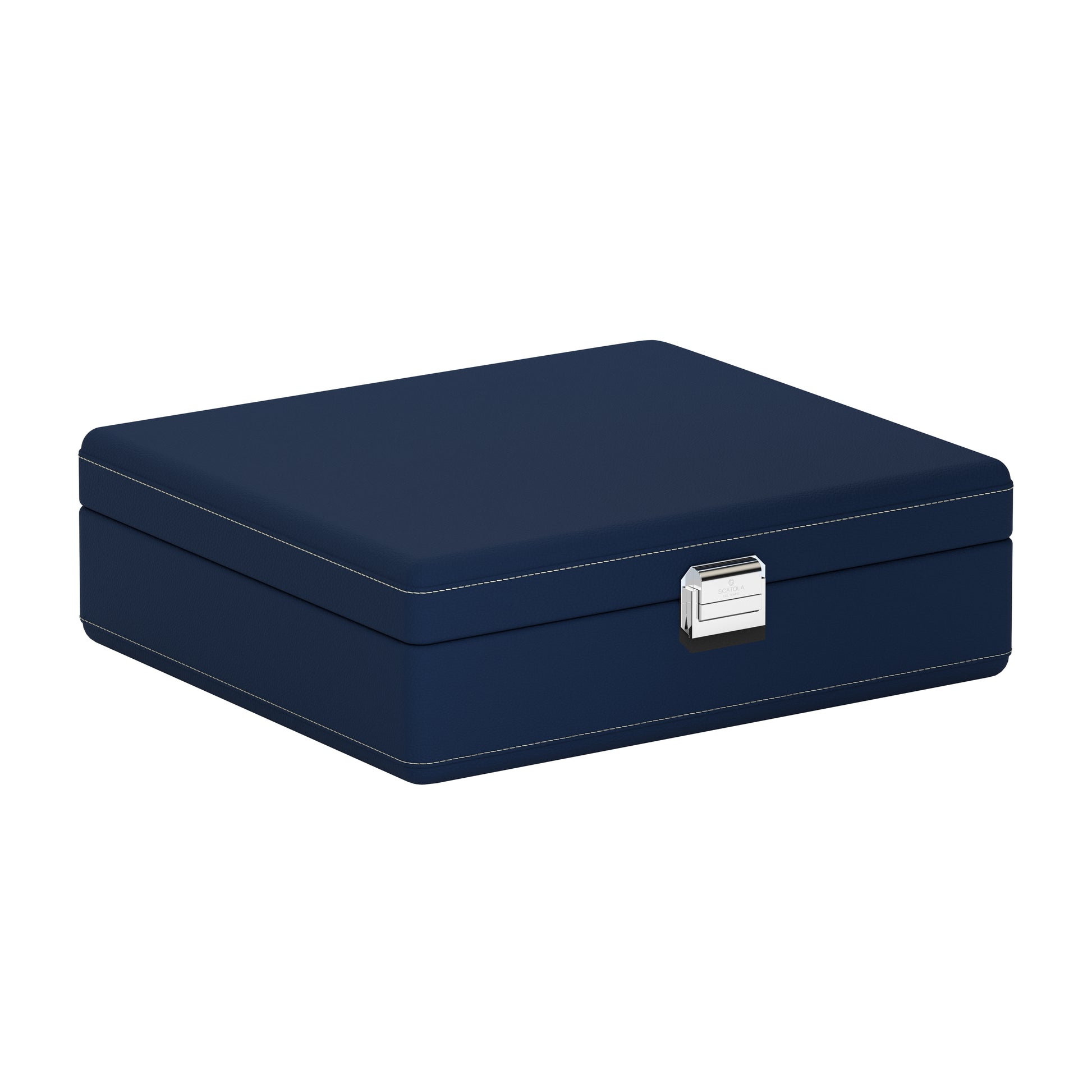 Valigetta 8 Bleu de Minuit/Crème: valise pour montres en cuir