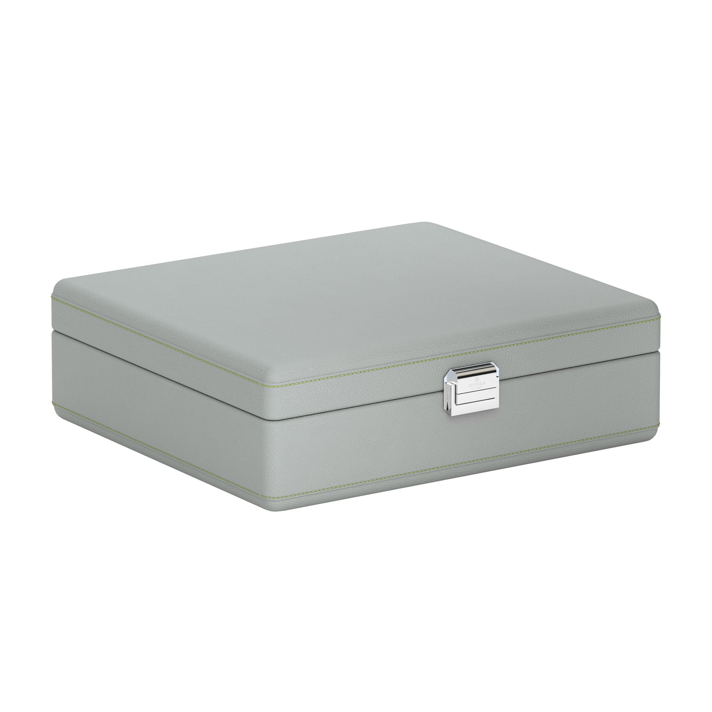Valigetta 8 Gris Perle/Vert Anis: valise pour montres en cuir