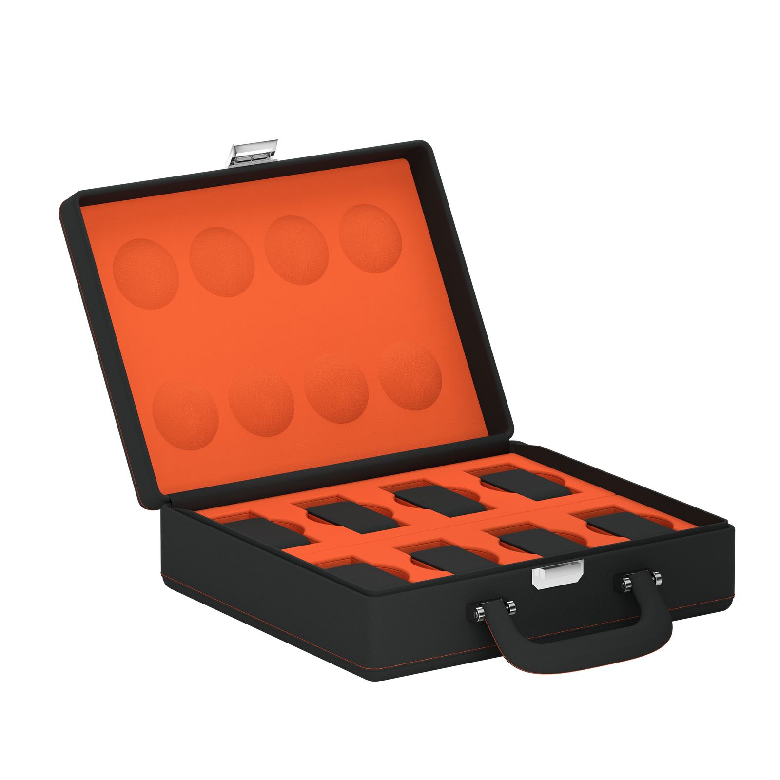 valigetta 8 grigio/arancione: custodia per orologi in pelle