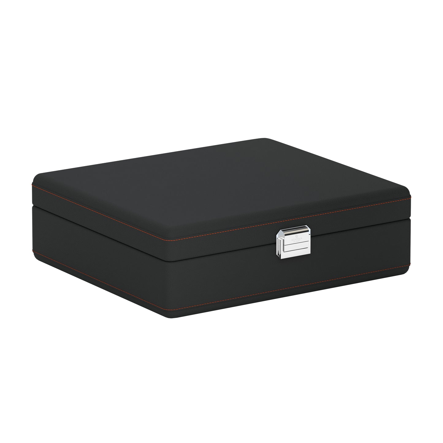 Valigetta 8 Gris Ardoise/Orange: valise pour montres en cuir