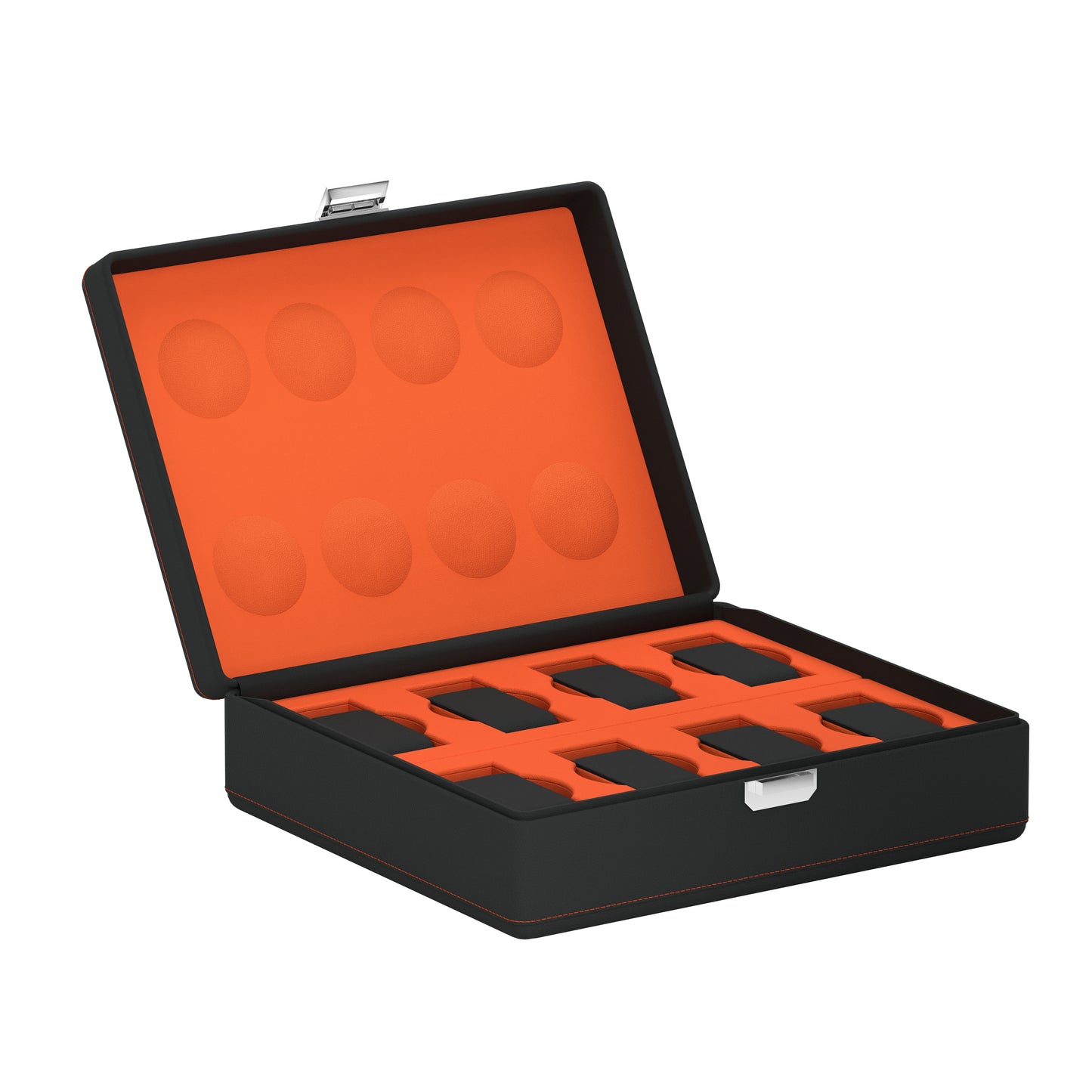 Valigetta 8 Gris Ardoise/Orange: valise pour montres en cuir