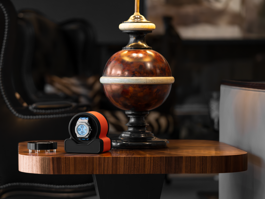 Orange automatic watch winder