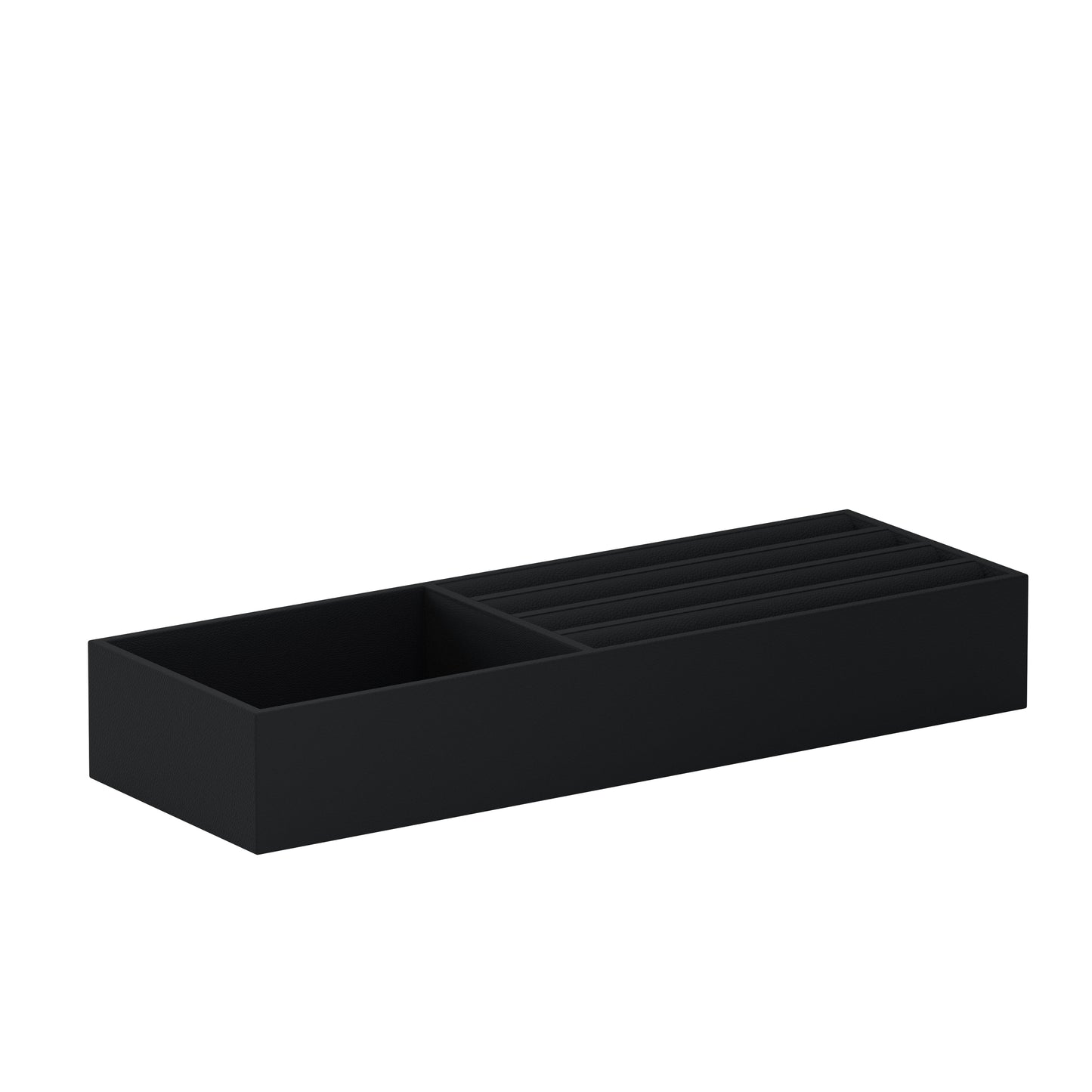 Vassoio B Intense Black: leather jewellery tray