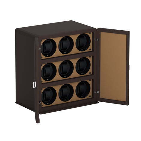 Rotore 9 Chocolate Brown / Chestnut: automatic watch winder cabinet