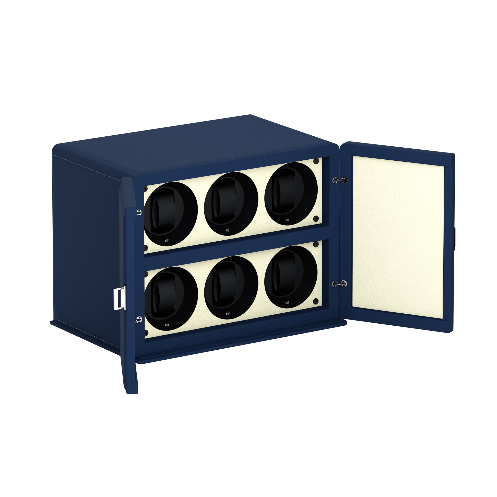 Rotore 6 Midnight Blue / Cream: automatic watch winder cabinet