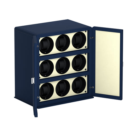 Rotore 9 Midnight Blue / Cream: automatic watch winder cabinet