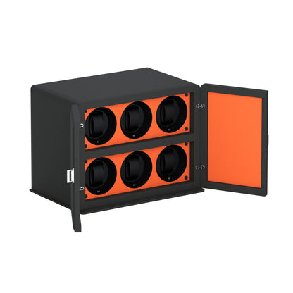 Rotore 6 Slate Gray / Orange: automatic watch winder cabinet