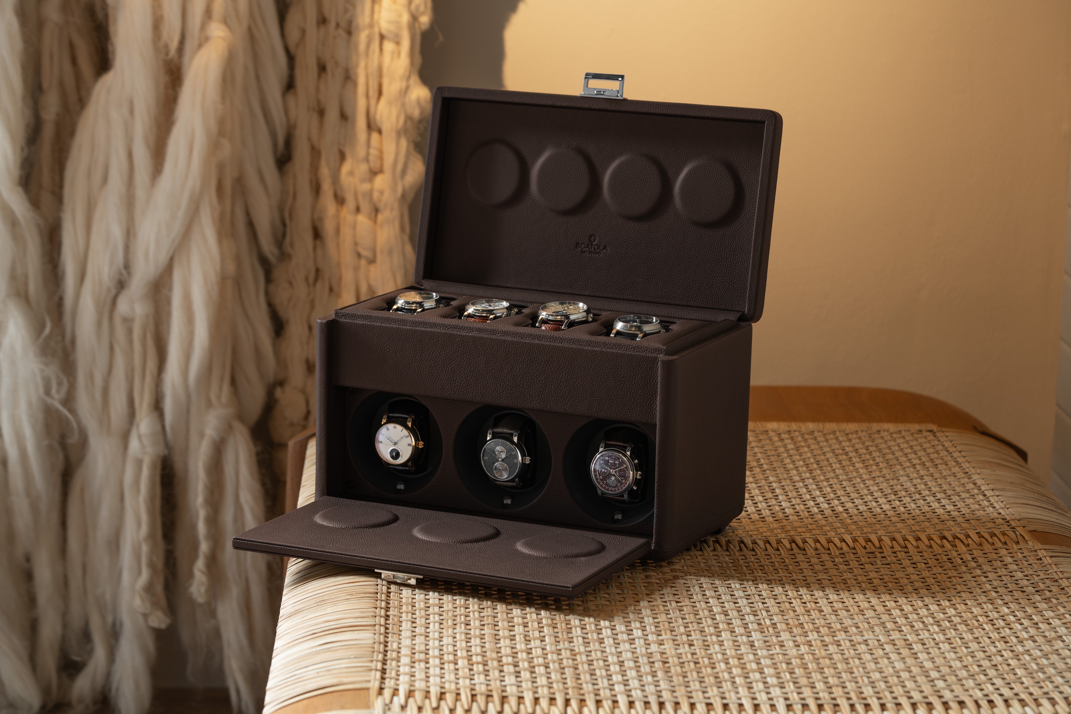 7RT Chocolate Brown Automatic Watch Winder - Scatola del Tempo
