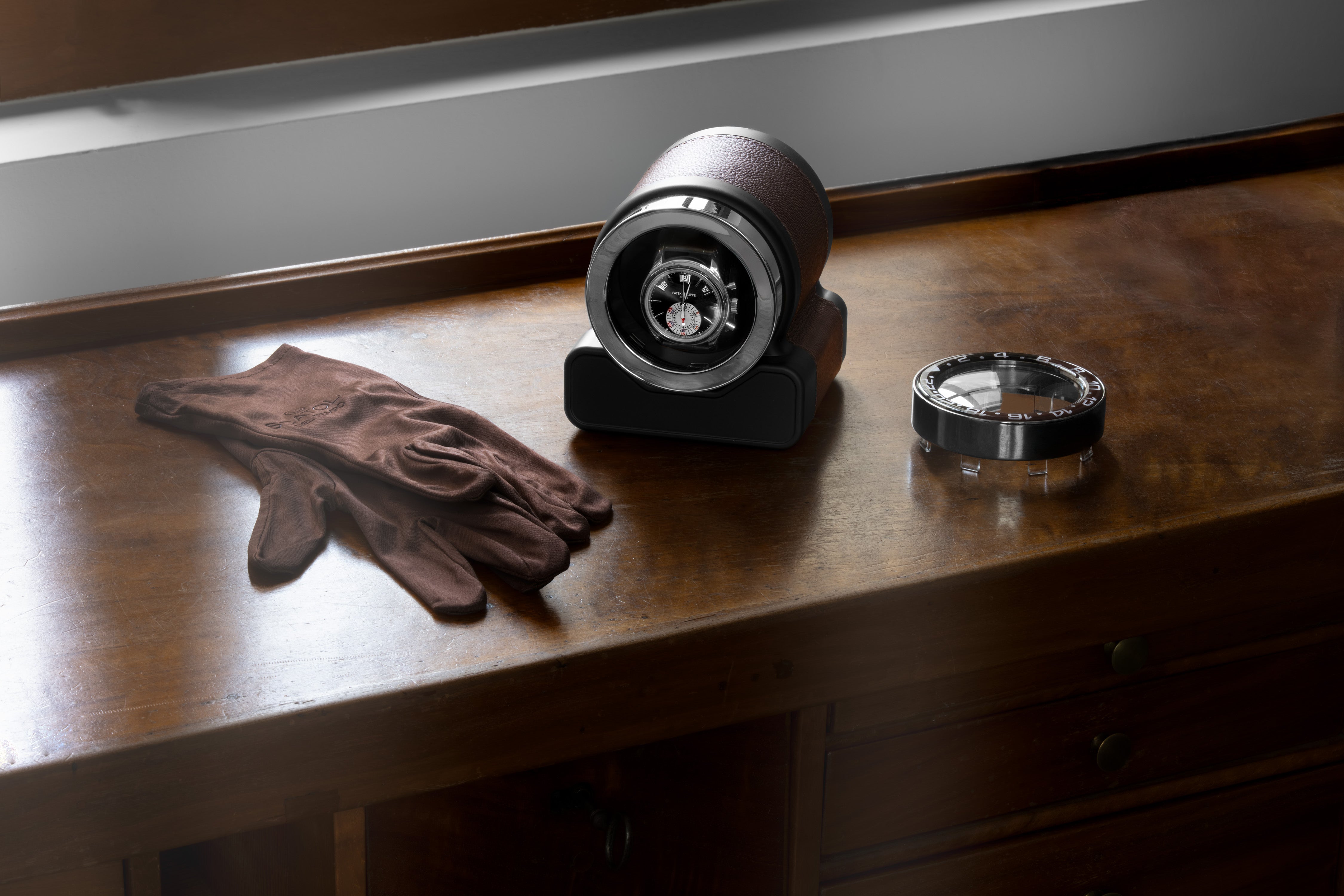 Rotore 6 Intense Black Automatic Watch Winder Cabinet - Scatola
