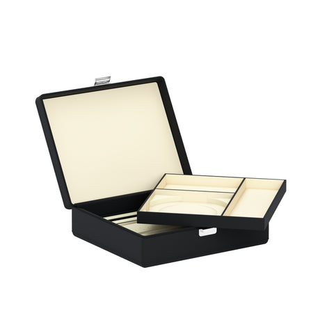 Tesoro Grande Intense Black: leather jewellery box