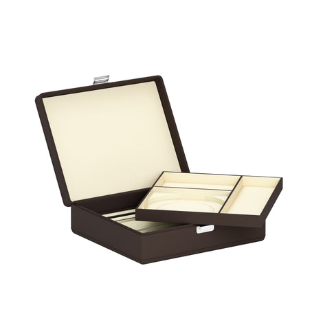 Tesoro Grande Chocolate Brown: leather jewellery box