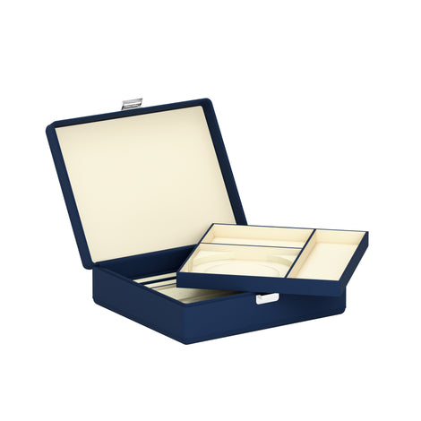 Tesoro Grande Midnight Blue: leather jewellery box