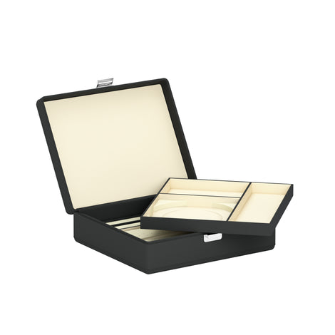 Tesoro Grande Slate Gray: leather jewellery box