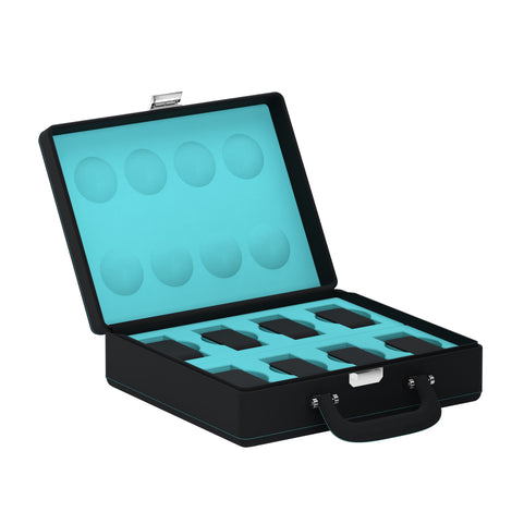 Valigetta 8 Black / Turquoise: leather watch travel case