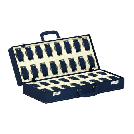 Valigetta 32 Bleu de Minuit/Crème: valise pour montres en cuir
